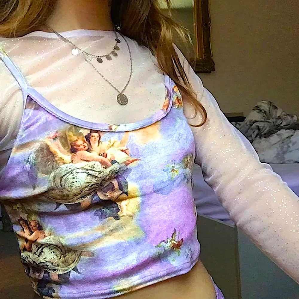 Purple angel sky print crop top 👼🏼☁️ - Picture 4 of 10